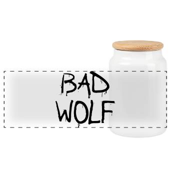 bad wolf - Panoramic Cookie Jar with Wooden Lid - white - Front