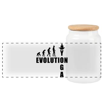 EVOLUTION yoga meditation gift - Panoramic Cookie Jar with Wooden Lid - white - Front