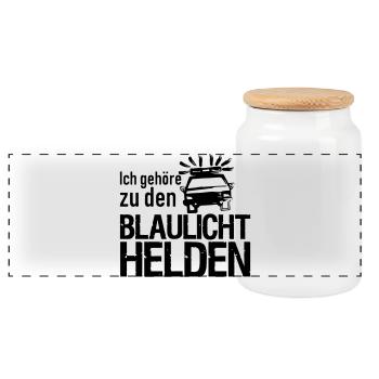 Blaulicht Polizei Feuerwehr Sanitäter Geschenk - Panorama Keksdose mit Holzdeckel - Weiß - Vorne