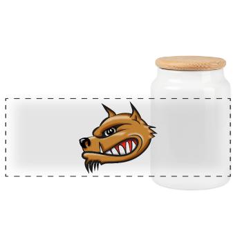 Hyena cartoon airbrush - Panoramic Cookie Jar with Wooden Lid - white - Front