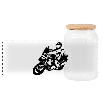 BIKER1200gsfahrer - Panoramic Cookie Jar with Wooden Lid - white - Front