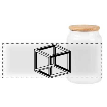 kubus cube escher - Panorama Keksdose mit Holzdeckel - Weiß - Vorne