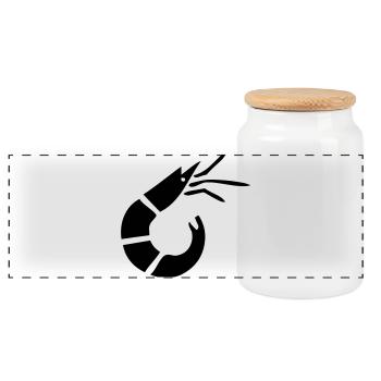 Garnele - Krabbe - Shrimp -Fischerei - Panorama Keksdose mit Holzdeckel - Weiß - Vorne