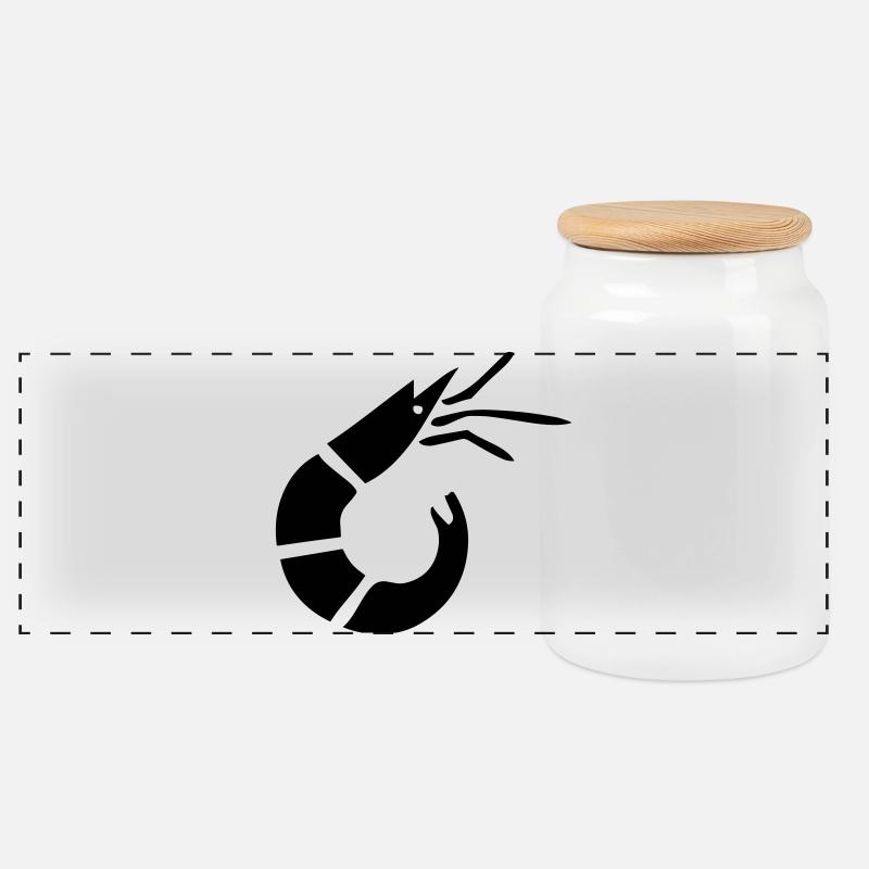 Garnele - Krabbe - Shrimp -Fischerei - Panorama Keksdose mit Holzdeckel - Weiß