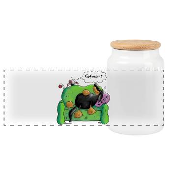 gestionnaire de Canapé - Hovawart chien - chien de - Boîte à biscuits avec couvercle en bois - blanc - Devant