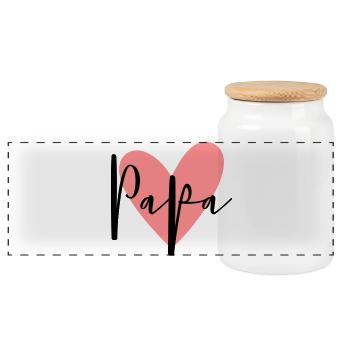 Dad heart love family gift - Panoramic Cookie Jar with Wooden Lid - white - Front
