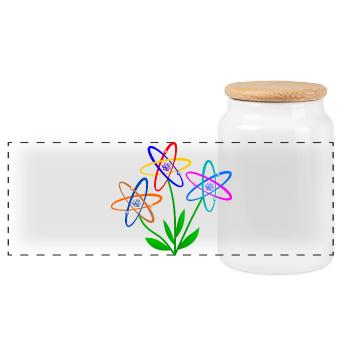 puissance florale, atome, noyau atomique, énergie nucléaire des fleurs - Boîte à biscuits avec couvercle en bois - blanc - Devant