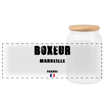 BOXEUR MARSEILLE - Panorama Keksdose mit Holzdeckel - Weiß - Vorne