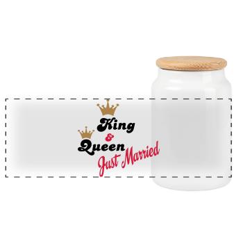 wedding - Panoramic Cookie Jar with Wooden Lid - white - Front