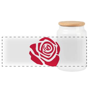 Rose - Panoramic Cookie Jar with Wooden Lid - white - Front