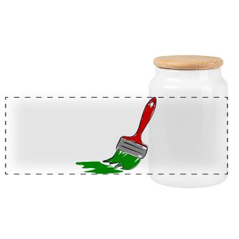 Creative Painter Brush Illustration - Panoramic Cookie Jar with Wooden Lid - white - Front