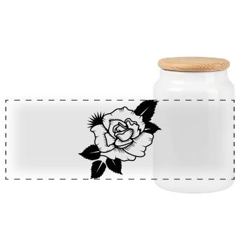 A Rose Dessiné - Boîte à biscuits avec couvercle en bois - blanc - Devant