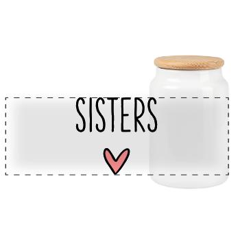 Sisters Herz beste Freundin Schwester Liebe - Panorama Keksdose mit Holzdeckel - Weiß - Vorne