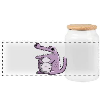 Pink Crocodile I Funshirt Monster I Kawaii Manga - Boîte à biscuits avec couvercle en bois - blanc - Devant