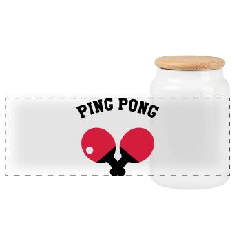 Ping Pong - Panoramic Cookie Jar with Wooden Lid - white - Front
