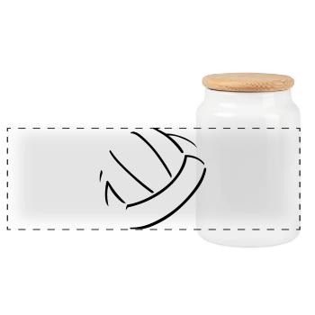 Volleyball Ball - Panoramic Cookie Jar with Wooden Lid - white - Front