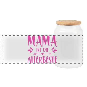 Mama ist die Allerbeste - Panorama Keksdose mit Holzdeckel - Weiß - Vorne
