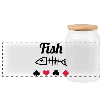 Poker : Fish - Boîte à biscuits avec couvercle en bois - blanc - Devant