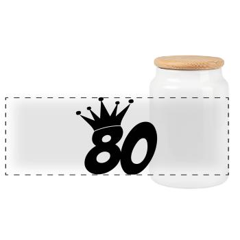 80 / geburtstag / Sport / birthday / achtzig - Panorama Keksdose mit Holzdeckel - Weiß - Vorne
