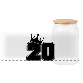 20 - Panoramic Cookie Jar with Wooden Lid - white - Front