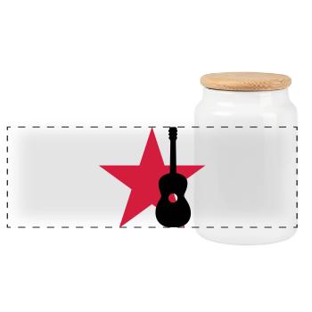 Guitarist / Gitarrist / Guitariste - Panoramic Cookie Jar with Wooden Lid - white - Front