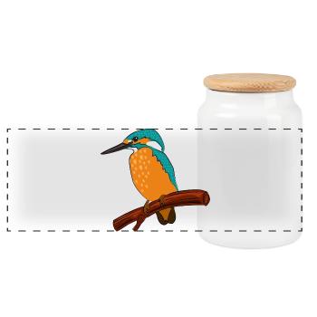 martin-pêcheur - Boîte à biscuits avec couvercle en bois - blanc - Devant