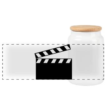 Clapper Board - Panoramic Cookie Jar with Wooden Lid - white - Front