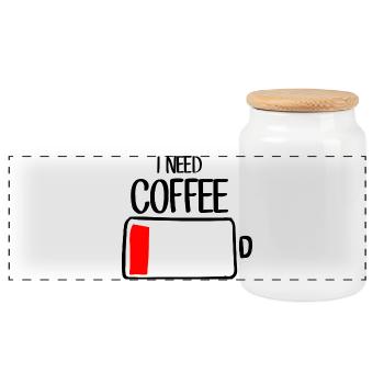Crimson Block on Black Canvas - Panoramic Cookie Jar with Wooden Lid - white - Front
