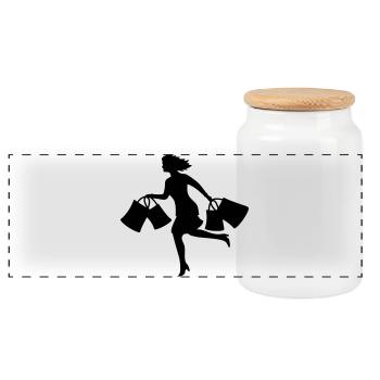 femmes - Boîte à biscuits avec couvercle en bois - blanc - Devant