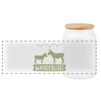 Voyage de l’âne en quête de voyage - Boîte à biscuits avec couvercle en bois - blanc - Devant