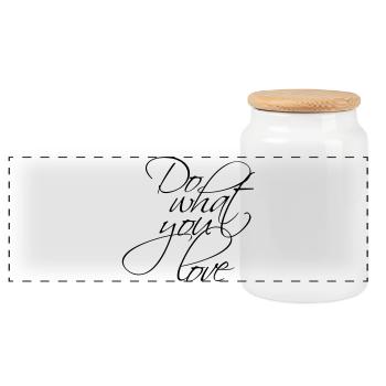 Schwarz-Weiß-Affirmation: Do what you love - Panorama Keksdose mit Holzdeckel - Weiß - Vorne
