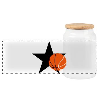 Basketball - Basket Ball - Game - Sport - Player - Panoramic Cookie Jar with Wooden Lid - white - Front