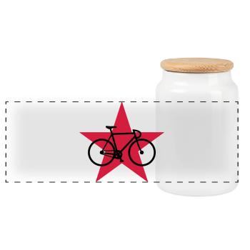 Radfahren / Radfahrer / Fahrrad / Radsport / - Panorama Keksdose mit Holzdeckel - Weiß - Vorne