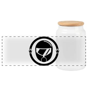 Karting / Kart / Go-Kart / Sport / Driver - Panoramic Cookie Jar with Wooden Lid - white - Front