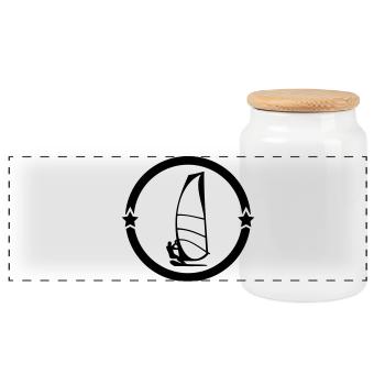 Planche à voile / Véliplanchiste / Windsurf / - Boîte à biscuits avec couvercle en bois - blanc - Devant