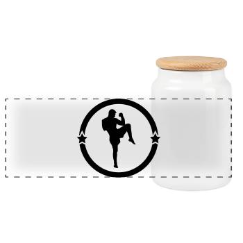 Kickboxen / Kickboxing / Kickboxer / Kick Boxing - Panorama Keksdose mit Holzdeckel - Weiß - Vorne