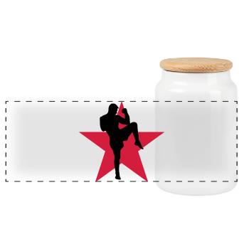 Kickboxen / Kickboxing / Kickboxer / Kick Boxing - Panorama Keksdose mit Holzdeckel - Weiß - Vorne