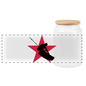 Kiteboarding Kitesurfing Kitesurf Kitesurfer Kiter - Panoramic Cookie Jar with Wooden Lid - white - Front