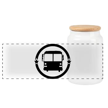 Bus / Conducteur / Travail / Métier / Job - Boîte à biscuits avec couvercle en bois - blanc - Devant