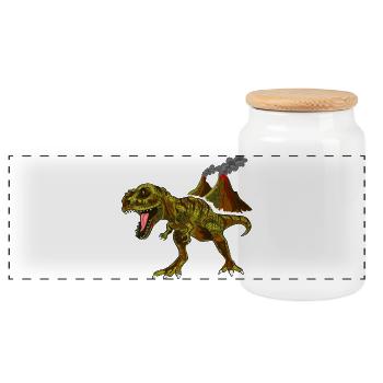 dinosaure - Boîte à biscuits avec couvercle en bois - blanc - Devant