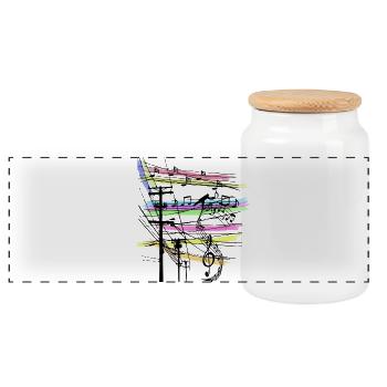 Notes de musique - Boîte à biscuits avec couvercle en bois - blanc - Devant