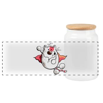 Super Chat - Boîte à biscuits avec couvercle en bois - blanc - Devant