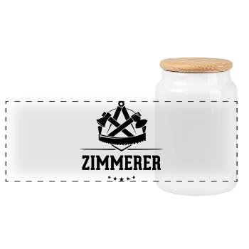 Zimmerer Zunft mit Schriftzug - Panorama Keksdose mit Holzdeckel - Weiß - Vorne