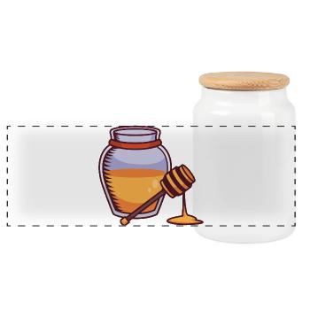 Honigglas mit Honigspeichel Illustration - Panorama Keksdose mit Holzdeckel - Weiß - Vorne