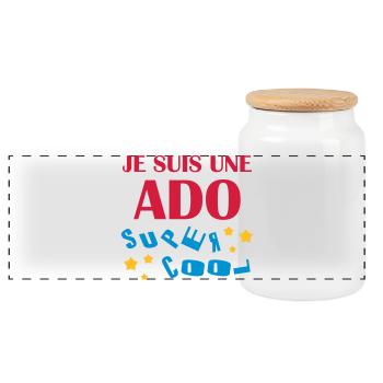 adolescent / enfant / ado / adolescente - Boîte à biscuits avec couvercle en bois - blanc - Devant