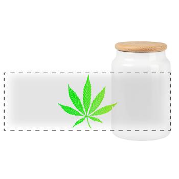Cannabis weed Cannabis leaf stoned stoner stoner - Panoramic Cookie Jar with Wooden Lid - white - Front