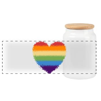 Swirled rainbow heart logo - Panoramic Cookie Jar with Wooden Lid - white - Front