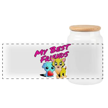 My best friends - Panoramic Cookie Jar with Wooden Lid - white - Front