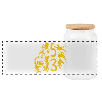 Football Animaux Lions de Dresde 53 - Boîte à biscuits avec couvercle en bois - blanc - Devant