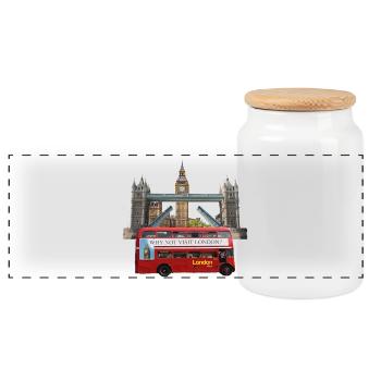 London Landmarks Collage - Panorama Keksdose mit Holzdeckel - Weiß - Vorne